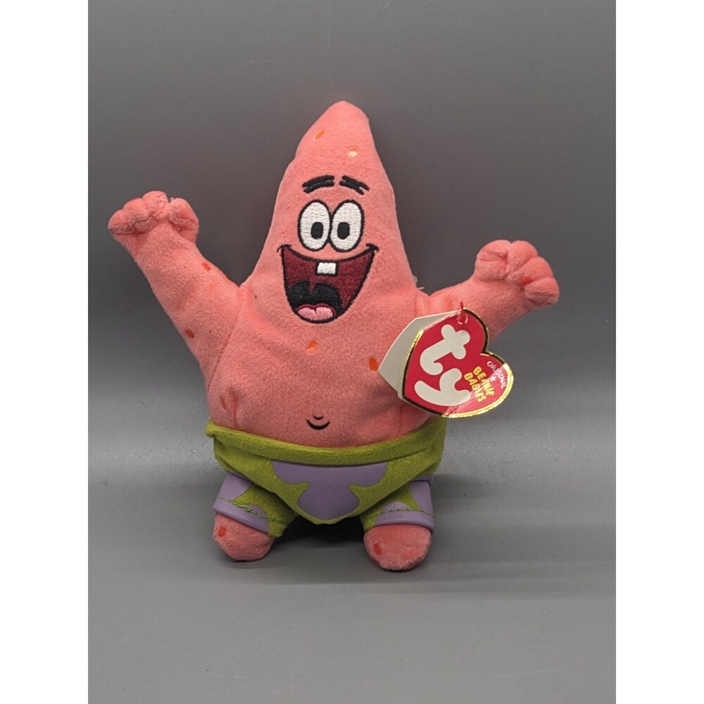 TY Beanie Babies Spongebob Squarepants Patrick Star Starfish Plush Bean Toy 2013